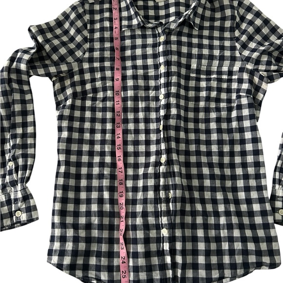 Classic J. Crew, Navy & White Checkered Women's Top, Size Medium - Picture 8 of 9
